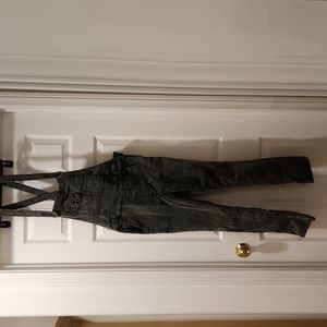 B8_ Free People, Black corduroy distressed dark wash overalls, size 27